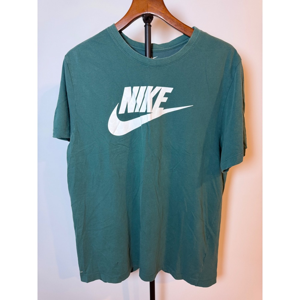 Nike Mens Dri-FIT Futura Logo Graphic T-Shirt Green XL Short Sleeve Tee